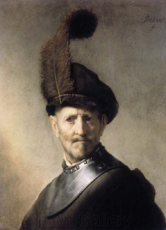 REMBRANDT Harmenszoon van Rijn Man in a Plumed Hat and Gorget France oil painting art